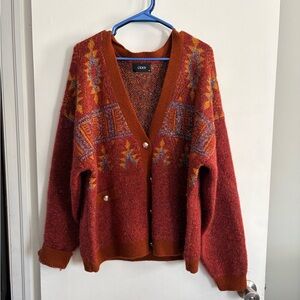 Cider Red and Orange Cardigan Sweater